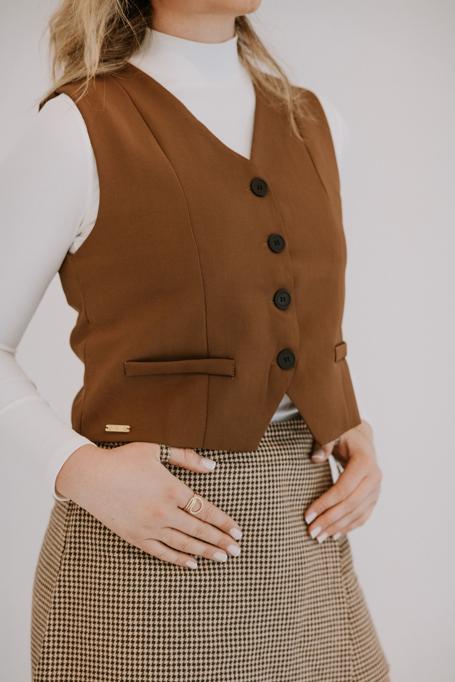 Business Suit Vest chocolate brown / biscuit brown / khaki