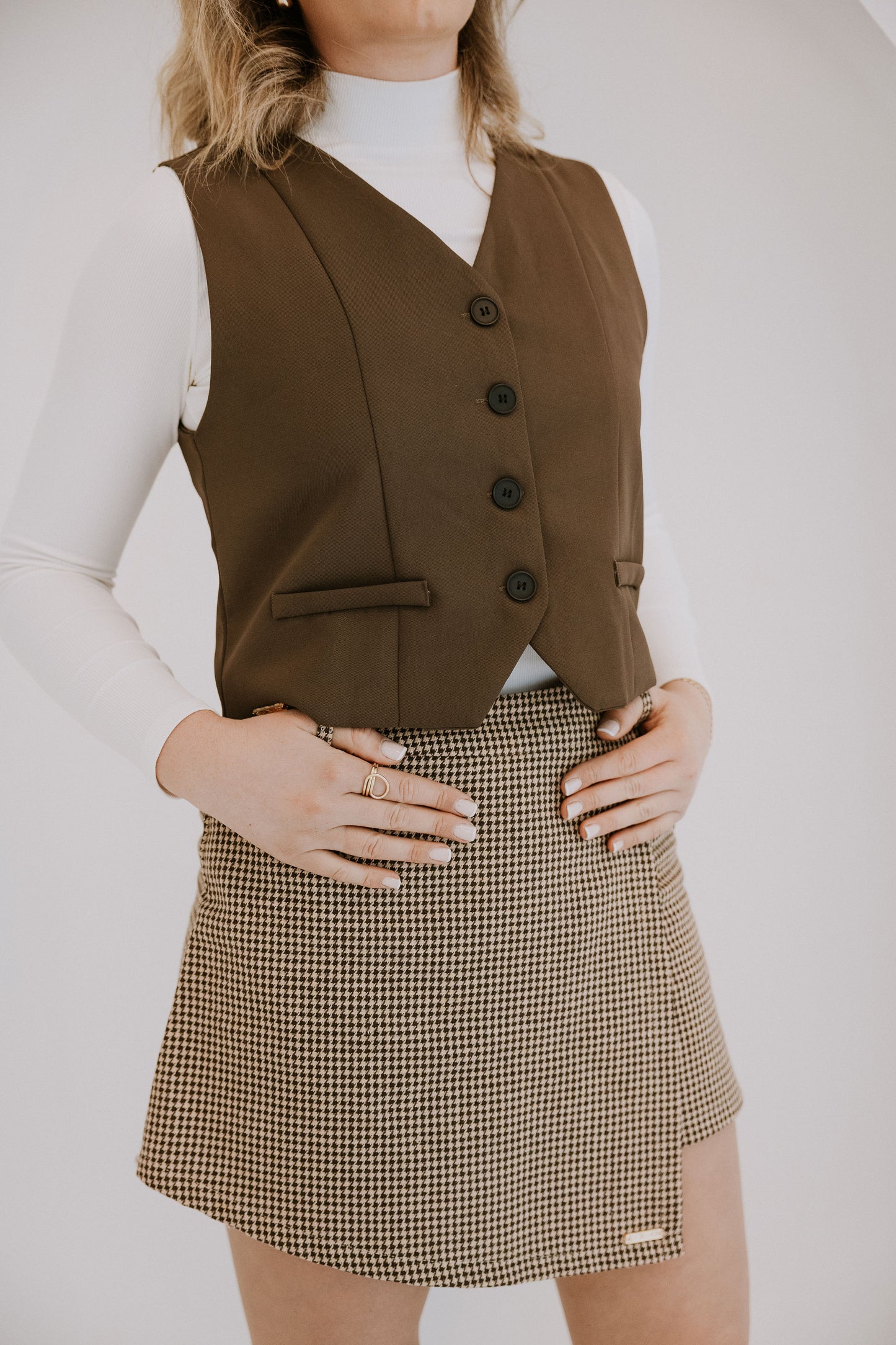 Business Suit Vest chocolate brown / biscuit brown / khaki