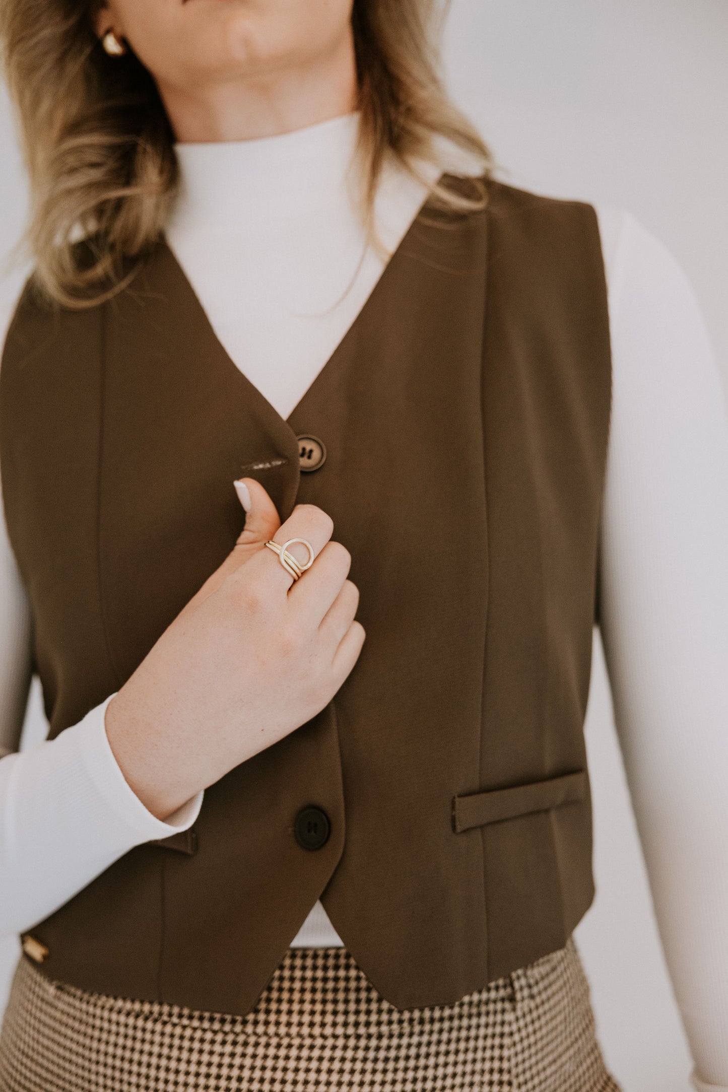 Business Suit Vest chocolate brown / biscuit brown / khaki