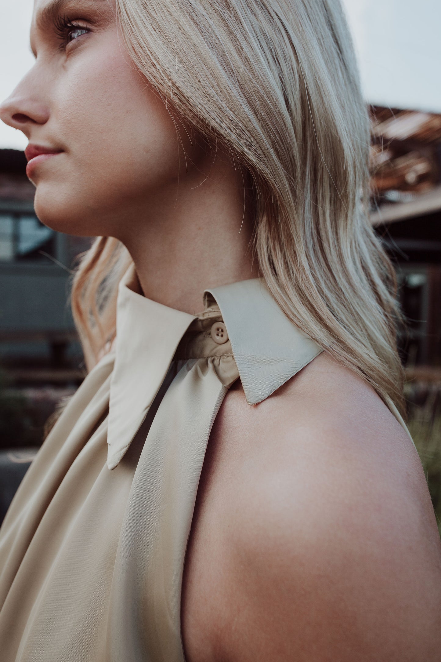 Halter Neck Top - Light Khaki Green