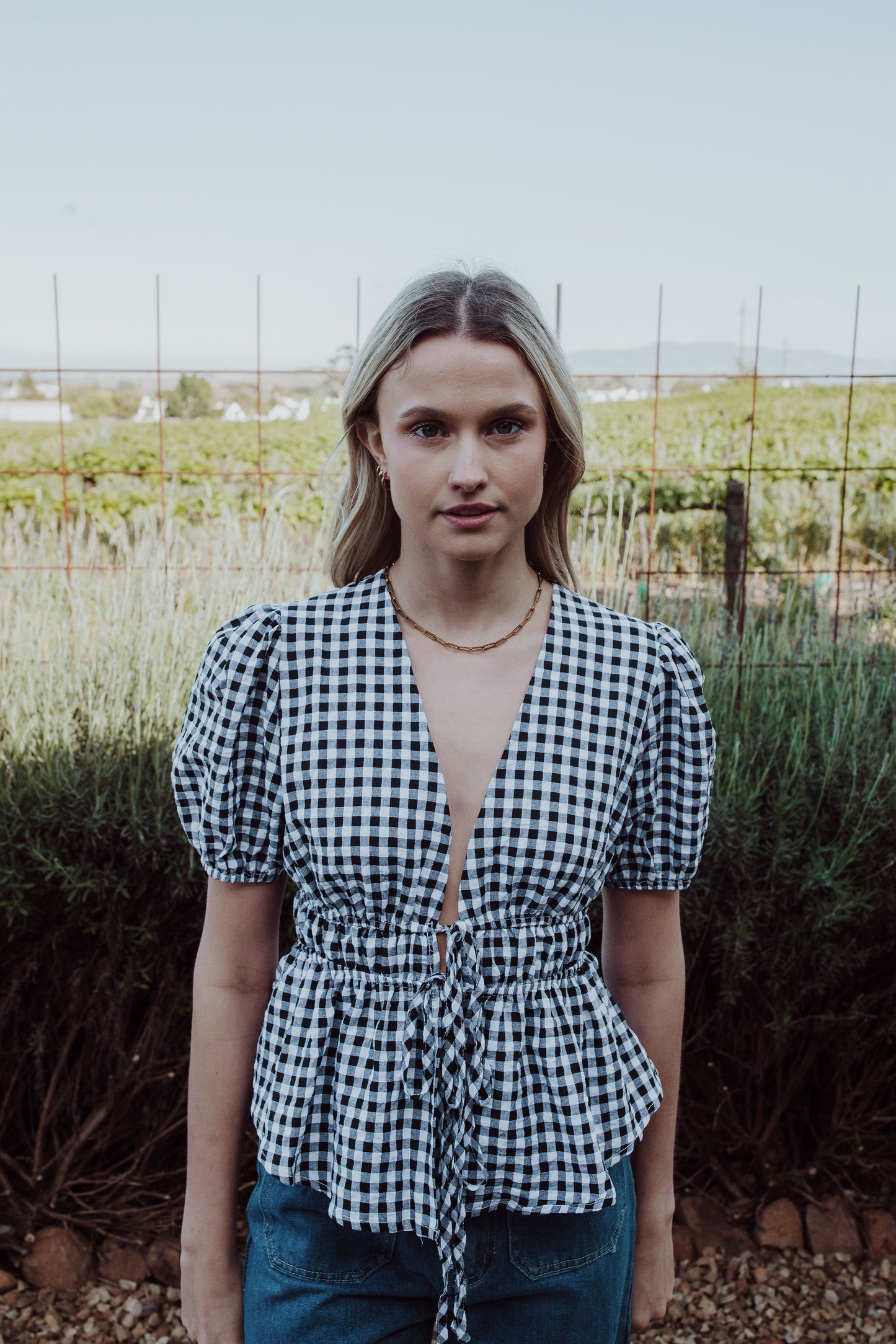 Checkered Tie Top