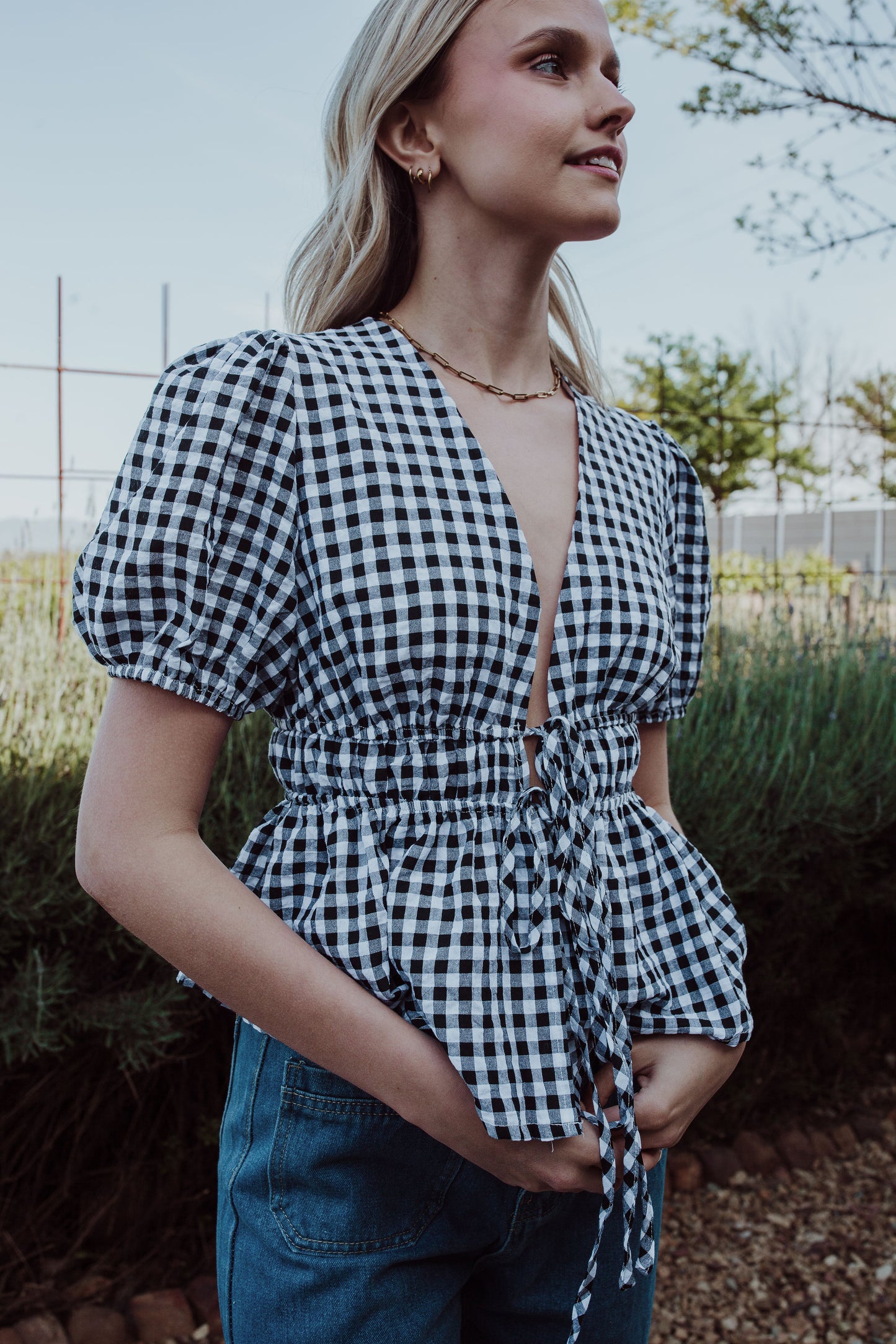Checkered Tie Top
