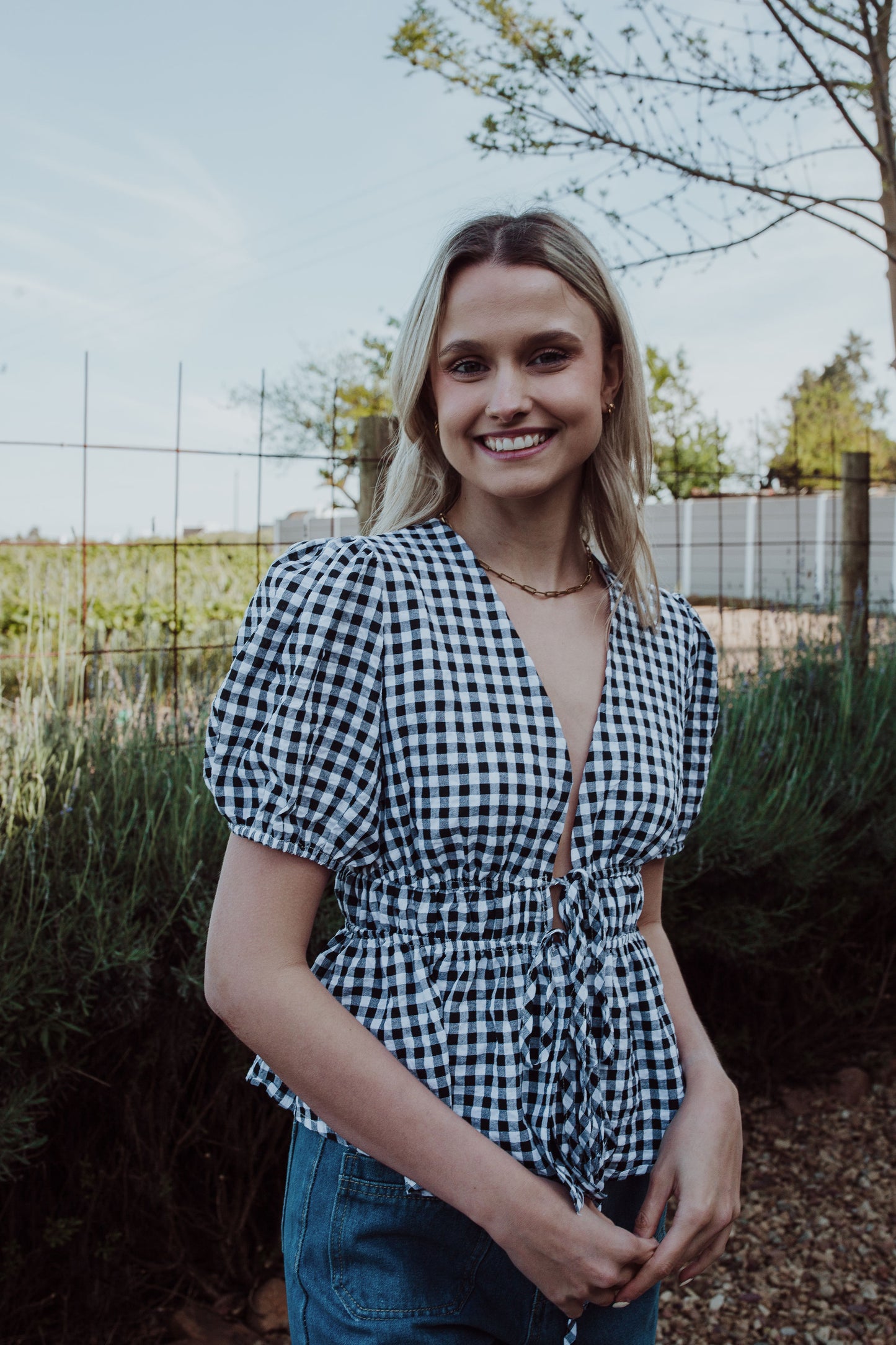 Checkered Tie Top