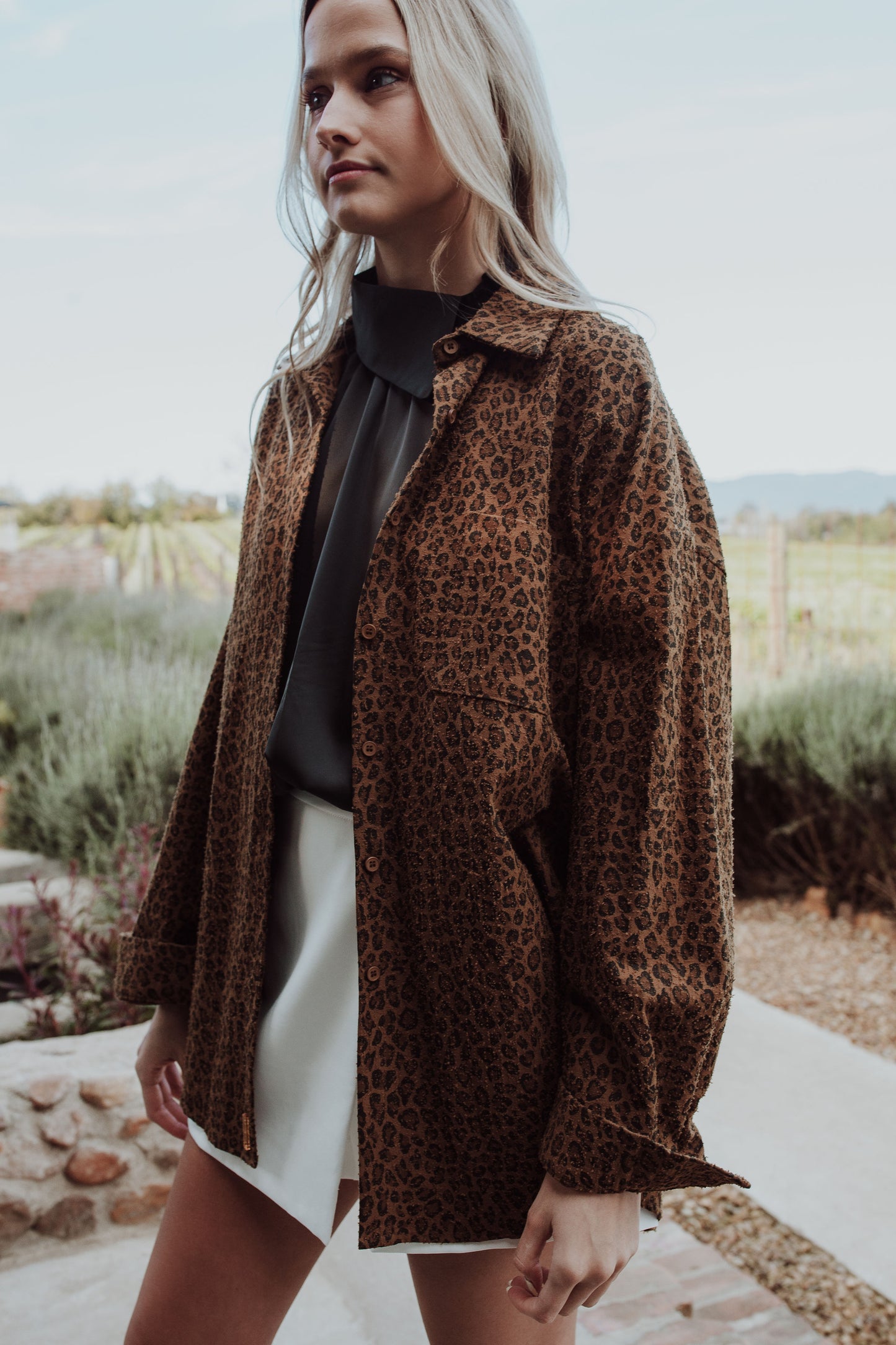 Oversized Leopard Button up