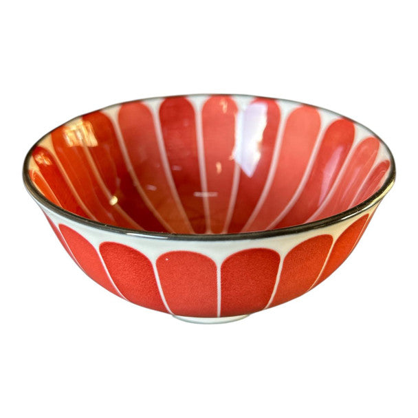 Ceramic Bowl - Reds Oval Rectangles