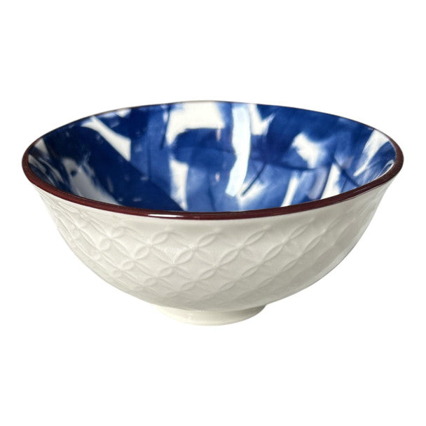 Ceramic Bowl - Blue Feathers