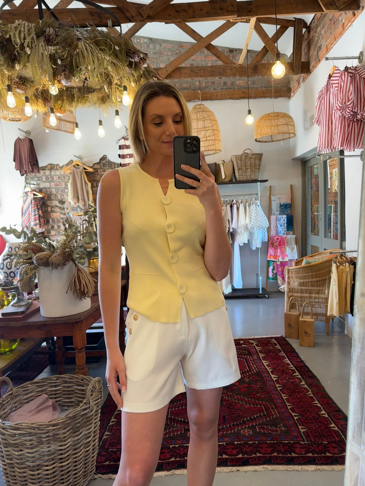 Knit button tops - Butter Yellow