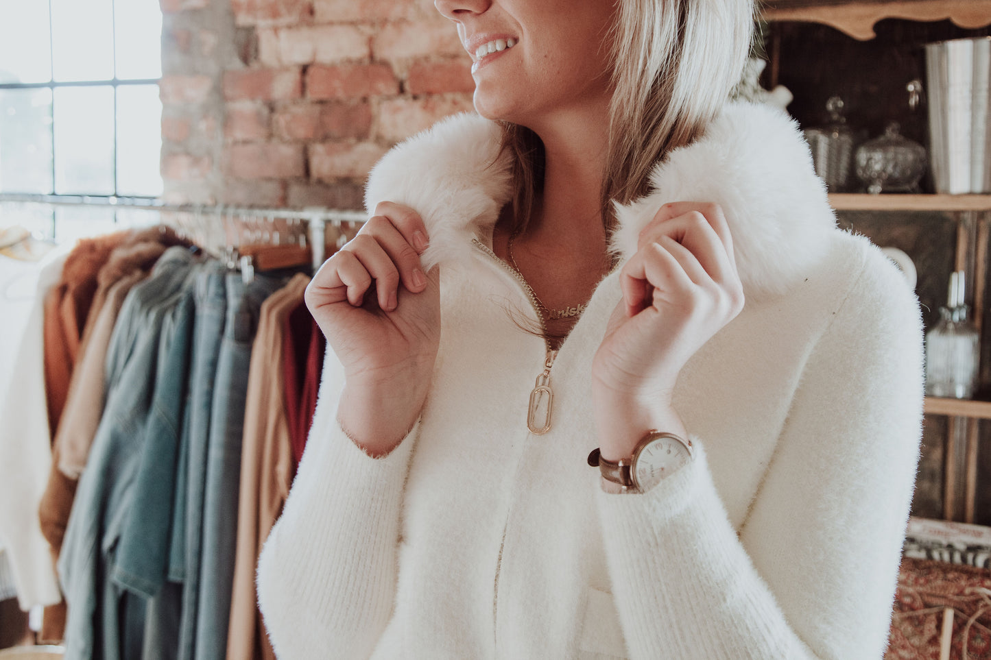 Ivory Fur Knit