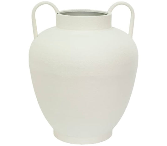 MATT WHITE VASE HANDLED 46CM