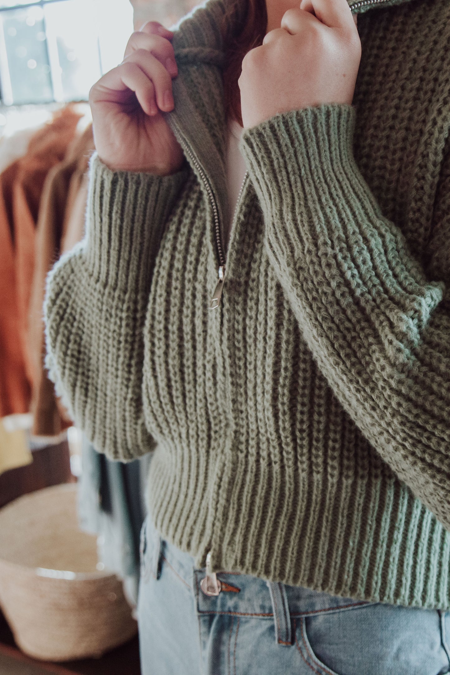 Sage Zip Knit