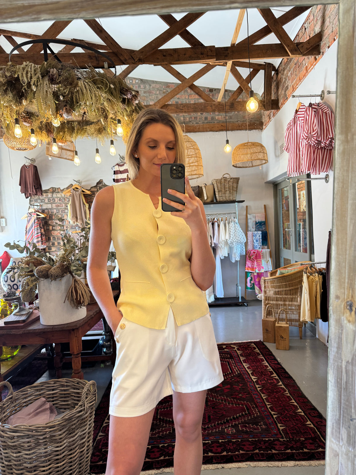 Knit button tops - Butter Yellow