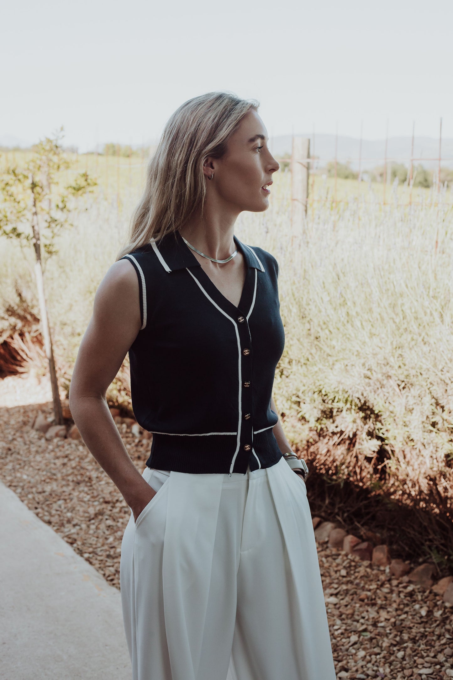 Clara Button-Up - Navy