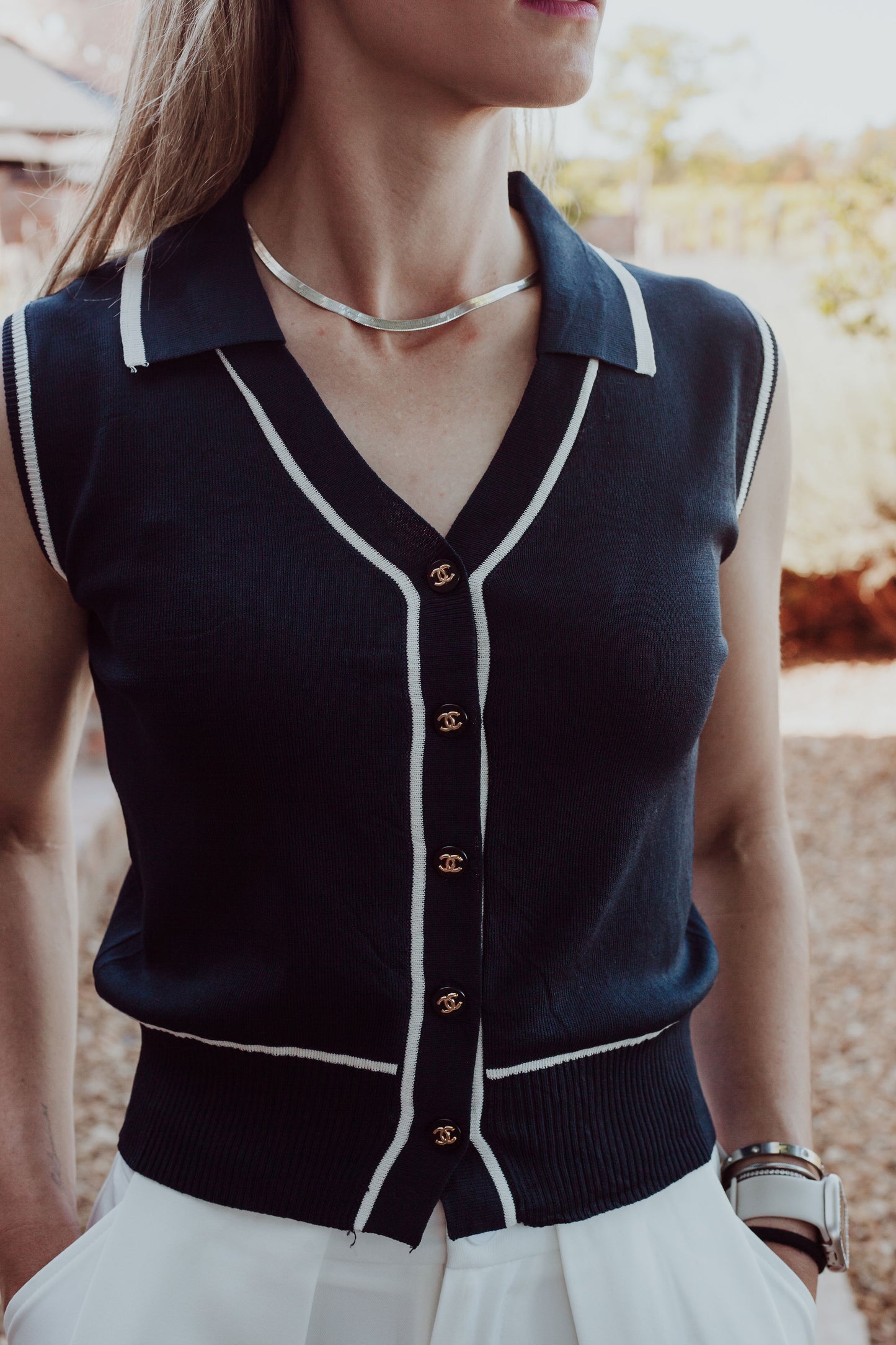 Clara Button-Up - Navy