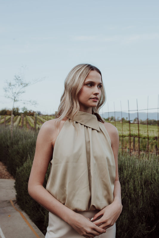 Halter Neck Top - Light Khaki Green