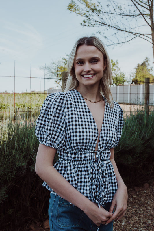 Checkered Tie Top