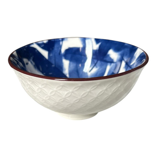 Ceramic Bowl - Blue Feathers