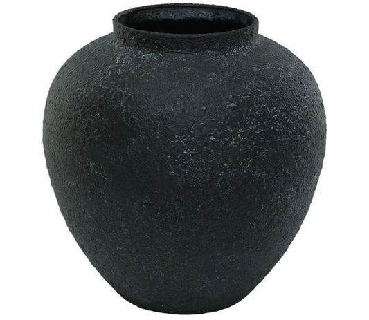 BLACK TEXTURED VASE 29cm